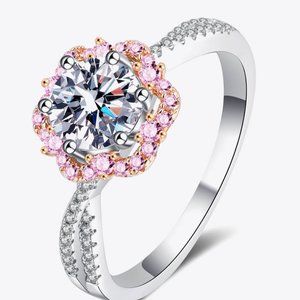 1 Carat Moissanite Flower-Shaped Crisscross Ring For Women